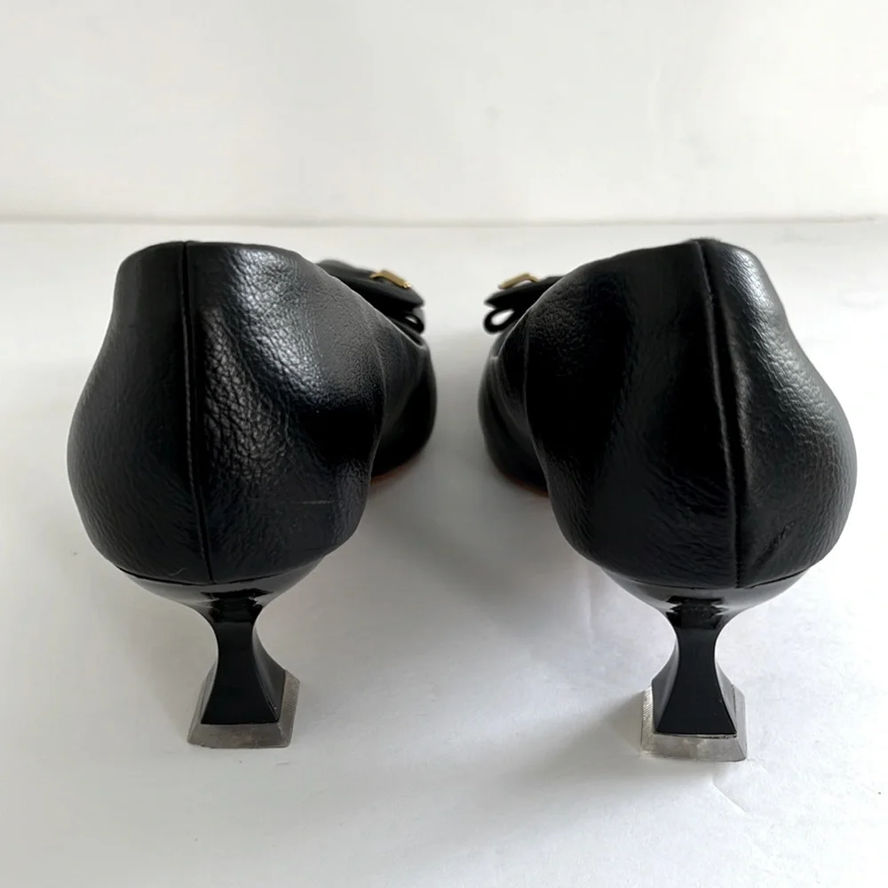 C Paravano Shoes Women C Buckled Pumps Black Slip On Heels Size 36 fit 5.5US - Picture 4 of 11
